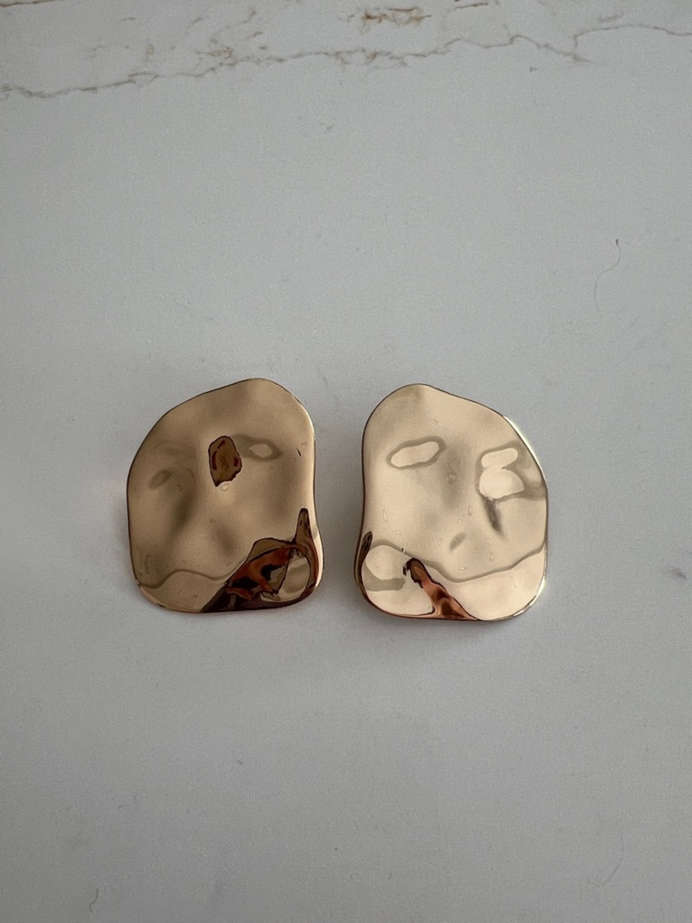 Gold Abstract Metal Stud Earrings